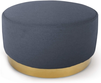 Menzzo Daisy Runder Polsterhocker mit goldenem Sockel und Stoffbezug Dunkelgrau