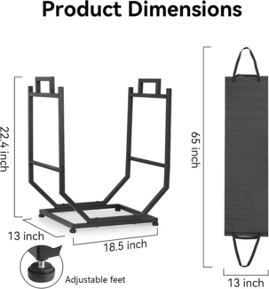 GarveeMore Kaminholzregal U-förmig mit stabilem Sockel & Griffen, BxTxH:33 x 47 x 57 cm