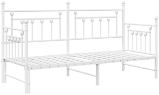 vidaXL Tagesbettrahmen mit Kopfteil Weiß 75 x 190 cm Stahl 42002677