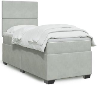 vidaXL Boxspringbett mit Matratze Hellgrau 100x200 cm Samt 3293128