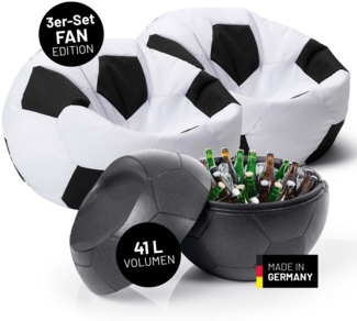 LUMALAND EM 2024 Fan-Lounge 2 + 1 - 2 x XXL-Fußball-Sitzsack + Fußball-Kühlbox