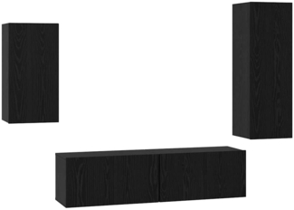 vidaXL TV-Schrank-Set 4 pcs Schwarz Eichen-Optik 30,5 x 30 x 90 cm 3393283