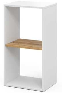 Bücherregal Tomy Weiß/Goldkraft Eiche 40 x 74 cm mit 2 offenen Fächern Vicco