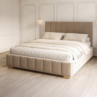 FDM Polsterbett DENTON modern mit Bettkasten MADE IN EU - mit hochwertigem Paris Bezug (verfügbar 90x200 120x200 140x200 160x200 180x200cm, Bettrahmen, Bett, mit großen gepolsterten Kopfteil, mit Bettkasten zum aufklappen), Hebbarer Metallrahmen, Bettk...