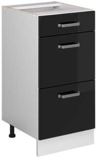 Unterschrank R-Line Schwarz Hochglanz 40 cm mit Schubladen, ohne Arbeitsplatte Vicco