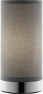casa NOVA Tischleuchte RONNY, 1-flammig, Grau, Silberfarben, H 20 cm, ohne Leuchtmittel, Stoffschirm, Metallgestell