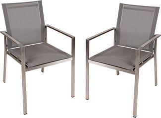 Gartenstuhl 2er Set IVO - Kunststoff, Taupe | Stapelstuhl Wetterfest Gartenstühle Outdoor Essstühle