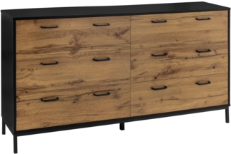 loft24 Kommode Rocky, 6 Schubladen, Metallgriffen, Anrichte, Schubladenkommode, Eiche Optik