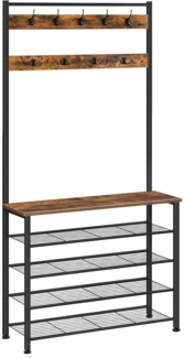 Industrie Design Garderobenständer Schuhregal 5 Ebenen Dunkelbraun Schwarz