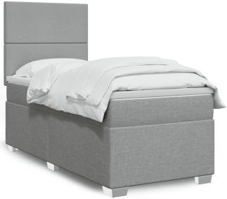 vidaXL Boxspringbett mit Matratze Hellgrau 90x190 cm Stoff 3292636