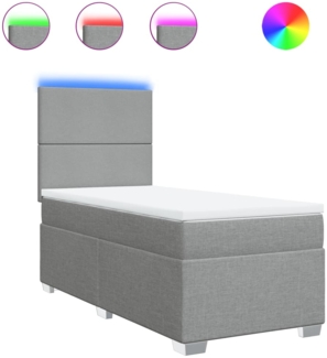 vidaXL Boxspringbett mit Matratze Hellgrau 90x190 cm Stoff 3292636