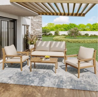 Celya Gartenlounge-Set Gartenlounges Balkon, Gartenmöbel Set für 4-5 Personen, Lounge-Set, (Balkon Möbel Set,2 Einzelsofas, 1 Doppelsofa, 1 Tisch, Alle Kissen Inklusive), Lounge-Set Wetterfest Bequem Gartenlounge für 4-5 Personen