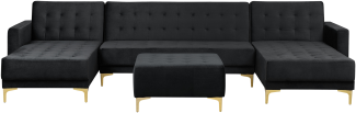 U-förmiges Sofa mit Ottomane ABERDEEN Schwarz Samtstoff Symmetrisch