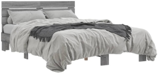 vidaXL Bettgestell Grau Sonoma 140x200 cm Holzwerkstoff und Metall 3280150