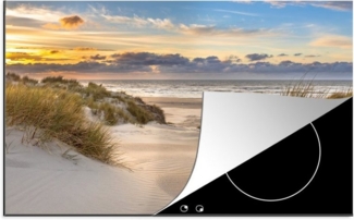 MuchoWow Herd-Abdeckplatte Strand - Düne - Gras - Sonnenuntergang - Meer, Vinyl, (1 tlg), Cerankochfeld Abdeckung, Herd Abdeckplatten Vinyl, 58x51 cm