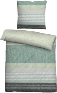 biberna Feinbiber Bettwäsche 0004104 QUERMUSTER, pistaziengrün, 1x 135x200 cm + 1x 80x80 cm