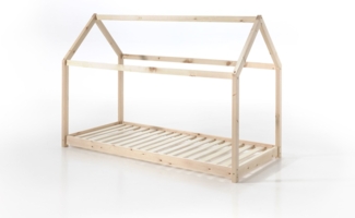 Hausbett Kandace 206x98x142 Kinderbett Massivholz Natur