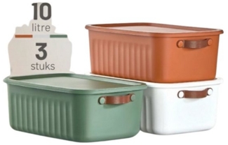 Luxury Bites Aufbewahrungsbox mit Deckel, 20L-15L -10L BPA-freie Kunststoff, nestbar und stapelbar (6 Farben, 9 Farbkombiationen, 3er Set)