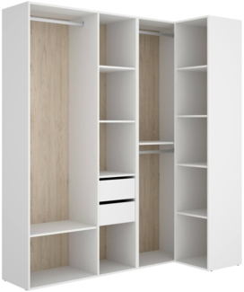 Dmora Großer Kleiderschrank Onyok, Schlafzimmermöbel, Schrank, Garderobe, 183x85 h205 cm, Weiß und Eiche