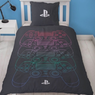 MTOnlinehandel Bettwäsche PlayStation 5 135x200 + 80x80 cm, 100 % Baumwolle, Renforcé, 2 teilig, offiziell lizenzierte PlayStation Bettwäsche für alle Konsole Fans