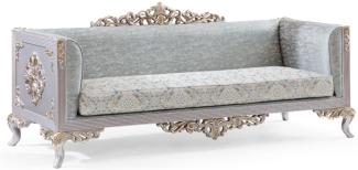 Casa Padrino Luxus Barock Sofa Türkis / Silber / Gold 225x86 x H. 98 cm