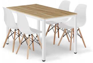 Valora ROVA Essgruppe - Eichentisch 120x60 + 4 weiße OSAKA Stühle