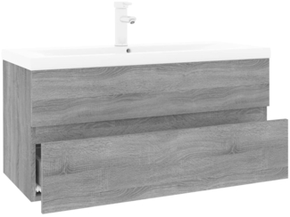 vidaXL Waschbeckenschrank mit Einbaubecken Grau Sonoma Holzwerkstoff 3152880