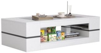 radelldar Couchtisch Wohnzimmertisch mit Glas, Beistelltisch, 1-St. rechteckig mit stauraum 120x60x35cm