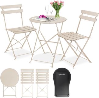 KESSER® Bistroset, 3-teilig, Bistrotisch mit 2 Stühle, inkl. Abdeckung, klappbar, Metall Cappuccino