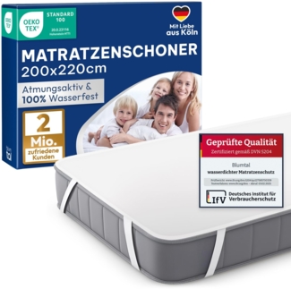 Blumtal Matratzenschoner 200x220 cm 2er Set - wasserdichte Matratzenauflage 200x220 cm aus 80% Baumwolle - Oeko-TEX zert. Inkontinenzunterlage waschbar bis 95 °C - knisterfreier Bett Topper