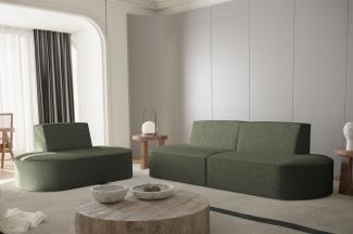 Sofaset Designersofa Set 2-1 MILOT in Stoff Ascot Bukla Moosgrün