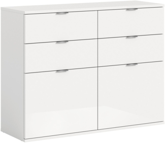 Kommode (B/H/T: 120x85x34 cm) in weiß hochglanz