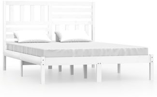 Doppelbett, Betten für Erwachsene, Massivholzbett ohne Matratze Weiß 120x190 cm Kiefernholz de4361