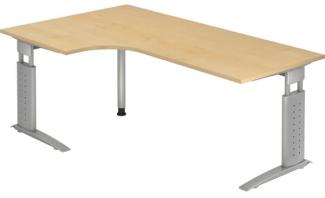 Winkeltisch US82 C-Fuß 200x120cm 90°Ahorn Gestellfarbe: Silber