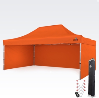 Hochzeitszelt 4x6m - mit 3 Wänden - Orange