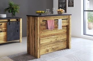 Home affaire Barschrank York, moderne Küchentheke im Industrialdesign mit Handtuchstange aus Metall, ausreichend Stauraum, 130 cm breit