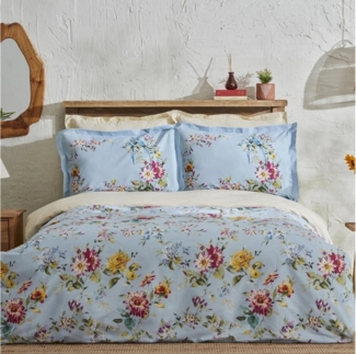 Karaca Bettwäsche Karaca Home Jolie 100% baumwolle doppelbett bettwäsche set blau
