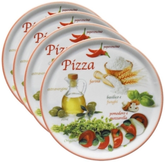 4er Set Pizzateller Napoli Red Ø 32 cm Servier-Platte XL-Teller Porzellan