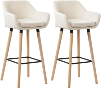 CLP 2er Set Barhocker Grant Stoffbezug Gestell aus Buchenholz bis 150 kg,beige