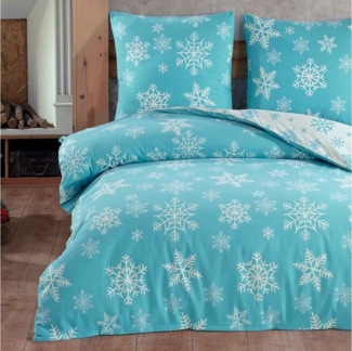 Buymax Bettwäsche, Biber, 2 teilig, 155x220 cm Flanell 100% Baumwolle Winterbettwäsche mit Reißverschluss