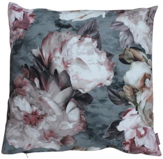 matches21 HOME & HOBBY Kissenbezüge Kissen-Bezug HEDWIG Rosen Blumen grau bunt 40x40 cm Baumwolle, (1 Stück), Wohnzimmer Kissen-Hülle als Deko-Kissen Zier-Kissen Sofa-Kissen