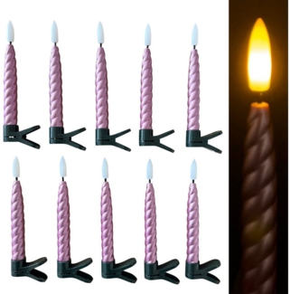 Online-Fuchs LED-Christbaumkerzen - Weihnachtskerzen kabellos mit realistischer Flamme und Fernbedienung, inkl. 6-Stunden Timer - Rot, Silber, Champagner, Berry, Blau