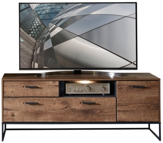 TV-Lowboard im Industrial Design in Haveleiche Cognac mit graphit MINNEAPOLIS-55 inkl. LED-Beleuchtung B/H/T ca: 156/62/48 cm