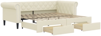 vidaXL Tagesbett Ausziehbar mit Schubladen Creme 90x200 cm Kunstleder 3197733