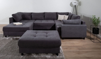 COLLECTION AB Wohnlandschaft Toni U-Form mit Armlehne, inkl. Hocker und Zierkissen in abgesetzter Farbe, mit Bonnelfederkern