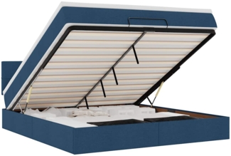 vidaXL Ottomane Bett mit Matratze & LEDs Blau 180x200 cm Stoff 3312332