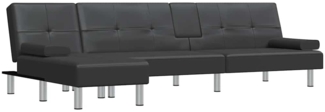 vidaXL Schlafsofa in L-Form Schwarz 255x140x70 cm Kunstleder 3157265