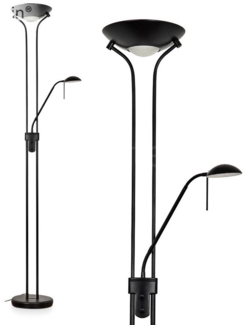 hofstein Stehlampe moderne Bodenlampe aus Metall/Glas in Schwarz/Weiß, LED fest integriert, 3000 Kelvin, verstellbare Stehlampe, 2070 Lumen, dimmbar über An-/Ausschalter