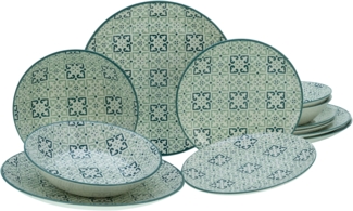 CreaTable, 17839, Serie Yara Petrol, Geschirrset, Teller Set 12 teilig Grün