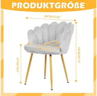 TWSOUL Loungesessel Sessel Weicher Samt Armlehnstuhl Relaxsessel Polsterstuhl Metallbeine, verstellbare Füße, Sessel für Wohn- und Schlafzimmer, 74*60CM